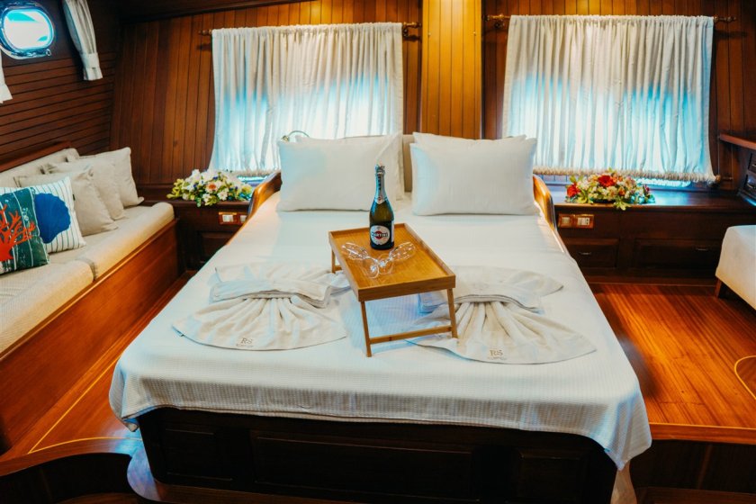 a cabin of a yacht charter boat