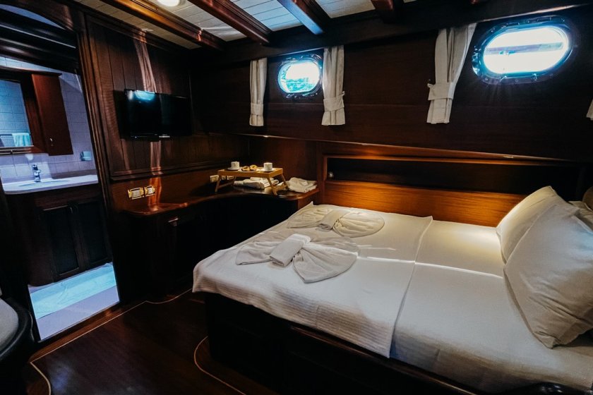 a cabin of a turkey sailing boat