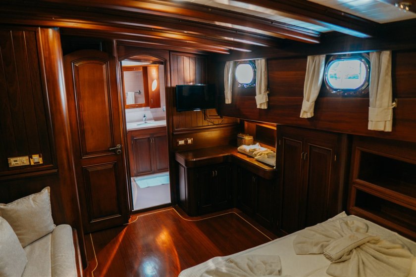 a cabin of a sailing turkey gulet