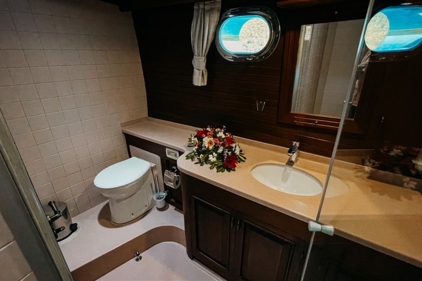 a toilet of a sailing gulet