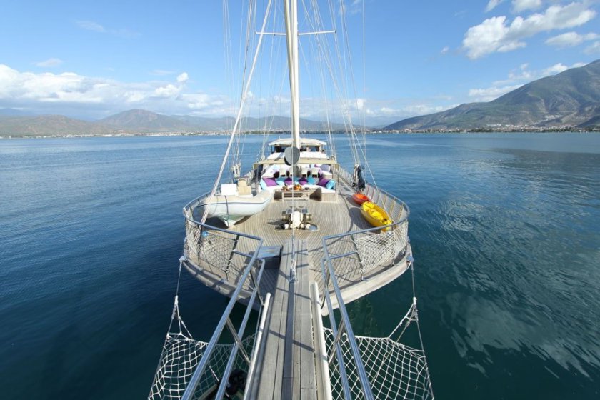 Sailing gulet prenses lila on a turkish bay